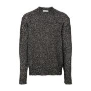 Sort sweater med melange krave