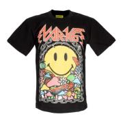 Smiley Print Sort Tee Bomuld T-shirt