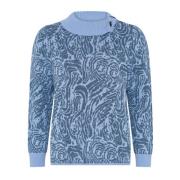 Høj Krave Jacquard Pullover Indigo