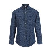 Blå Paisley Print Casual Skjorte