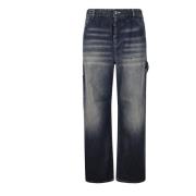 Højtaljede brede jeans med lommer