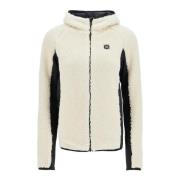 Sherpa Zip-Up Hoodie med Jersey Indsætninger