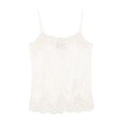 Beige Blomsterblonde Detaljer Camisole Top