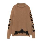 Beige Uldblanding Turtleneck Sweater