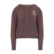 Brun Cashmere Hoodie med Krone