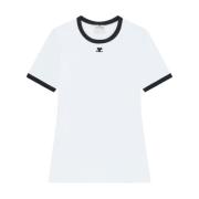 Hvid Jersey T-shirt med Logo Broderi