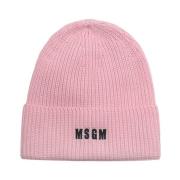 Pink Uld Blend Beanie Hat