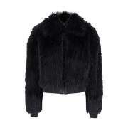 Sort Faux Fur Bomber Jakke