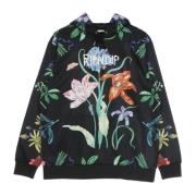 Sort herrehoodie med blomsterprint