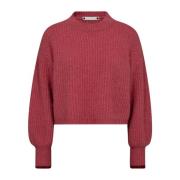 Rib O-Knit Sweater i Magenta