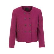 Fuchsia Bomuld Blazer Dobbelt-Breasted Jakke