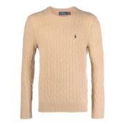 Beige Cable Strik Pullover