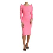 Elegant Pink Bodycon Midi Kjole