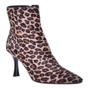 Ankle boots in leopard-print pony skin