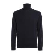 Blå Merinould Turtleneck Sweater