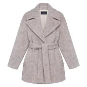 Kvinders Beige Uld Bælte Wrap Trench Coat