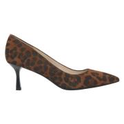 Kvinders Velour Leopard Print Pumps med spids tå