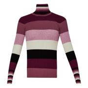 Stribet Lurex Sweater i Pink