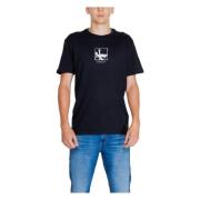 Sort Bomulds T-shirt med Print