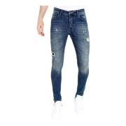 Blå Slim Fit Jeans med Tårer Herre - MM118