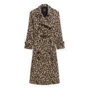 Leopard Uld Print Trench Coat