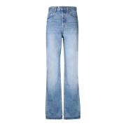 Blå Højtaljede Straight Jeans