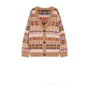 Jacquard Cardigan med Oversized Pasform