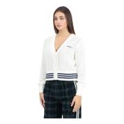 Hvid Strik Cardigan Kvinder Trendy Stil