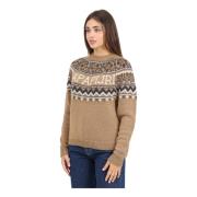 Retro Jacquard Sweater Brun Kvinder