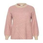 Fjer Grå Mel. / Rosa Strik Pullover