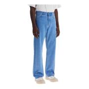 Coated Denim Straight Leg Jeans