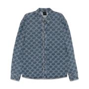 Blå Denim Jacquard Skjorte