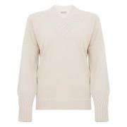 Hvid V-hals Uld Sweater Kvinder