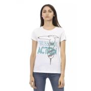 Elegant hvidt trykt t-shirt