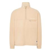 Beige Fleece Halv-Zip Sweater