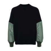 Blå Crew Neck Sweater Panel Design