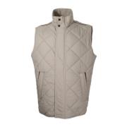 Beige Quiltet Gilet med Alcantara Detaljer