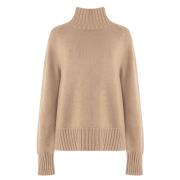 Kamel Turtleneck Uld Cashmere Sweater