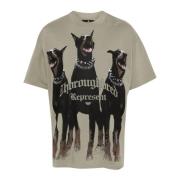 Grøn Bomuld Jersey T-shirt med Hundetryk