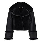 Sort Shearling Aviator Jakke