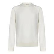 Hvid Cashmere Sweater Ribbet Crewneck