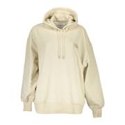 Beige Bomuld Dame Hættetrøje Sweatshirt