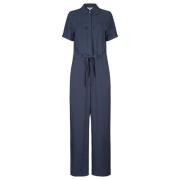 Blå Ombre Jumpsuit Med Bred Ben Kort Ærme