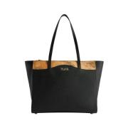 Sort Geo Beige Shopper Taske