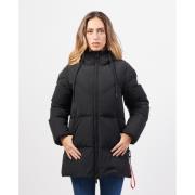 Sort Stræk Nylon Puffer Jakke