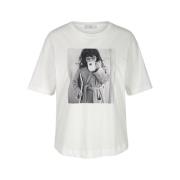 Stilfuld hvid bomulds T-shirt med fotoprint