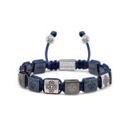 Men`s Ceramic Flatbead Bracelet in Blue and Silver