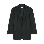 Blød og bred Herringbone Blazer (Sort)