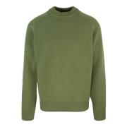 Grøn Sweater Raglan Stil 100% Bomuld