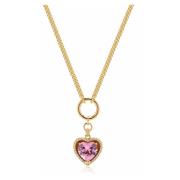 Women's Necklace with Pink Cubic Zirconia Heart Pendant